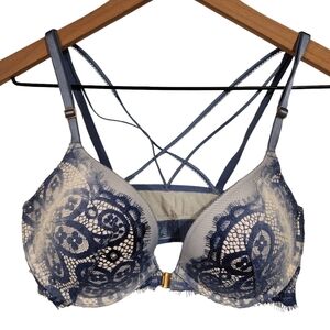 Victoria's Secret Front Clasp Very Sexy Pushup Bra Tie Dye Lace Floral‎ Strappy